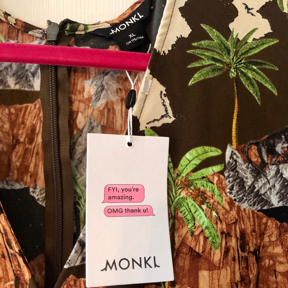 NWT ASOS MONKI Island Print Midi Dress - Picture 6 of 8